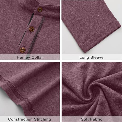 تي شيرت رجالي من PEGENO بأكمام طويلة من Henley قميص كاجوال بياقة مربوطة مصمم بفتحات علوية in Kuwait