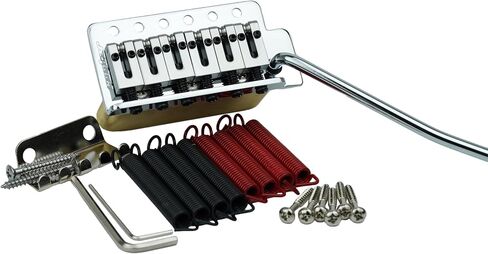 Guyker Guitar Tremolo Bridge with Brass Roller Saddle String Space 10.5mm & Brass Block & Spring and Claw, Pop-In Vibrato Bar, Complete Install Kit for Start ST Electric Guitar(GG-1001, Chrome) in Kuwait
