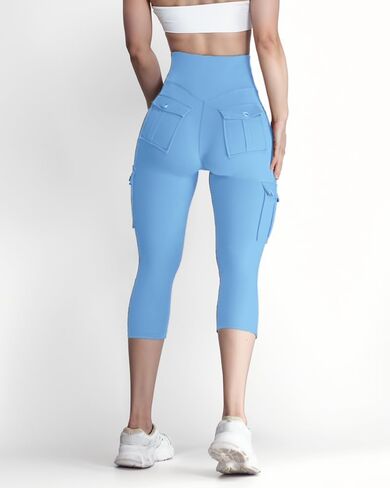 Women Butt Lifting Biker Capris High Waist Stretch Flap Pocket Workout Gym Pants Sporty Activewear Athleisure Cycling Outfit​ in Saudi Arabia