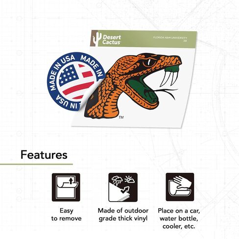 Desert Cactus Florida A&M University Sticker FAMU Vinyl Decal Laptop Water Bottle Car Scrapbook (IND 38) in Saudi Arabia