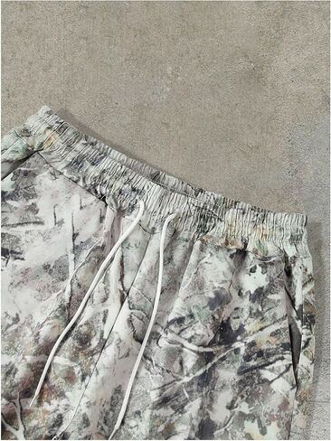 GORGLITTER الرجال السراويل الفضفاضة المموهة Y2K واسعة الساق Sweatpants الرباط الخصر العمل البضائع السراويل مقطر الشارع الشهير ركض in Saudi Arabia