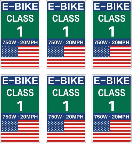 6 قطع من ملصقات EBIKE من الفئة 3 - ملصقات لاصقة عاكسة للماء للدراجة الكهربائية، 750 وات، 28 ميلاً في الساعة، تصميم العلم الأمريكي لتحديد هوية الدراجة الإلكترونية (مجموعة الفئة 3) in Saudi Arabia