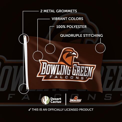 علم BGSU لجامعة ولاية صبار الصحراء - لافتة الصقور مقاس 3 × 5 أقدام، قماش متين للاستخدام الداخلي/الخارجي، تصميم بوليستر 100% (النمط 2 أ) in Saudi Arabia