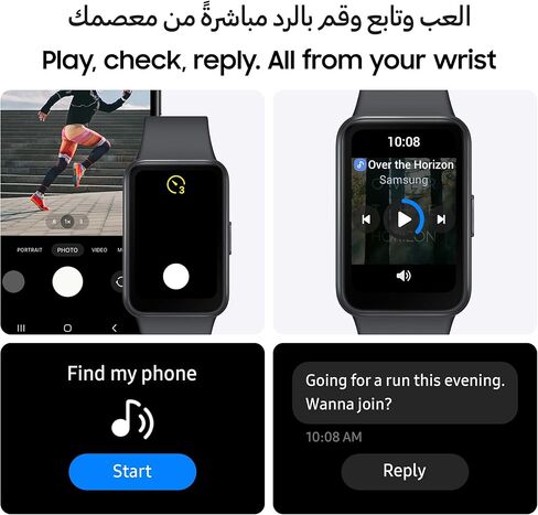 SAMSUNG Galaxy FIT 3 [2025, 40MM] 1.6" AMOLED Display | IP68 Water Resistant | 14 Days Battery Life | 100+ Watchfaces | 100+ Exercise Modes | International Model (Fast Charger Bundle, Black) in Saudi Arabia