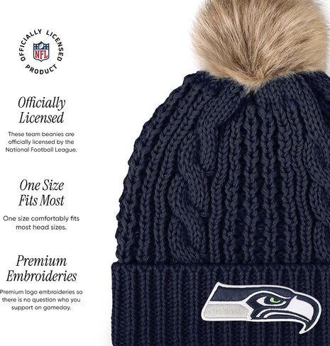 قبعة صغيرة للسيدات من FOCO بشعار Seattle Seahawks NFL من الفرو الصناعي، لون الفريق in Saudi Arabia