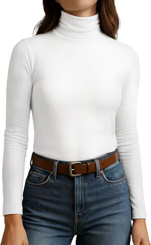Women's Turtleneck Long Sleeve Shirts Slim Fitted Based Thermal Underwear Lightweight Active Shirt Fall Clothes 2025 in Saudi Arabia
