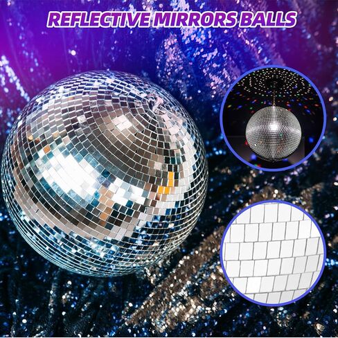 12" Mirror Disco Ball with Hanging Ring, 12 Inch Pink Disco Ball Decor with 20pcs Replacement Mirror for DJ Club, Party, Wedding, Home Decor, Live Stage for Easy Installation, Disco Ball Mirror Ball in Saudi Arabia
