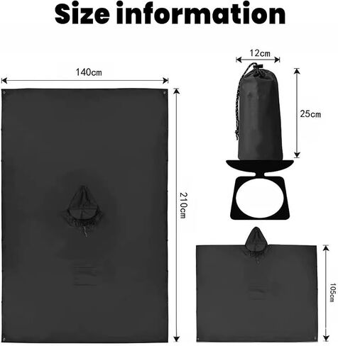 3-in-1 Hooded Rain Poncho for Adults, Waterproof Multi-Functional Outdoor Poncho for Hiking/Camping and Travel， Black Silver-Coated in Saudi Arabia