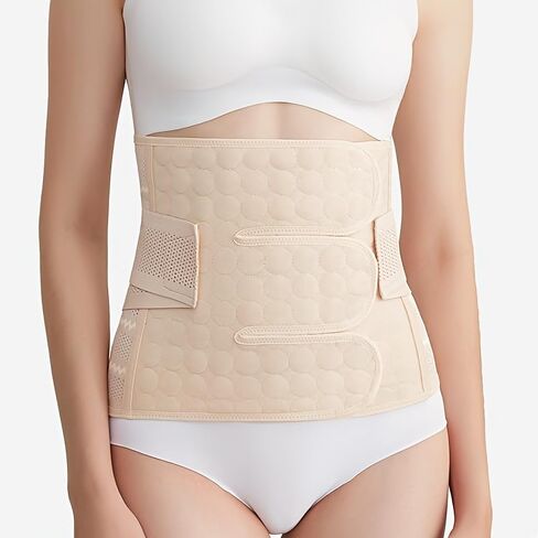 Postpartum belly band-Adjustable breathable waist support,slims & shapes abdomen,Pink/Beige in Saudi Arabia