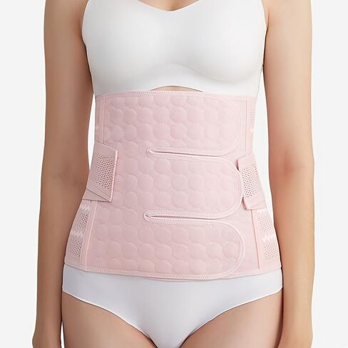 Postpartum belly band-Adjustable breathable waist support,slims & shapes abdomen,Pink/Beige in Saudi Arabia