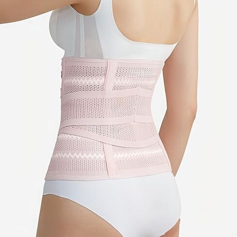 Postpartum belly band-Adjustable breathable waist support,slims & shapes abdomen,Pink/Beige in Saudi Arabia