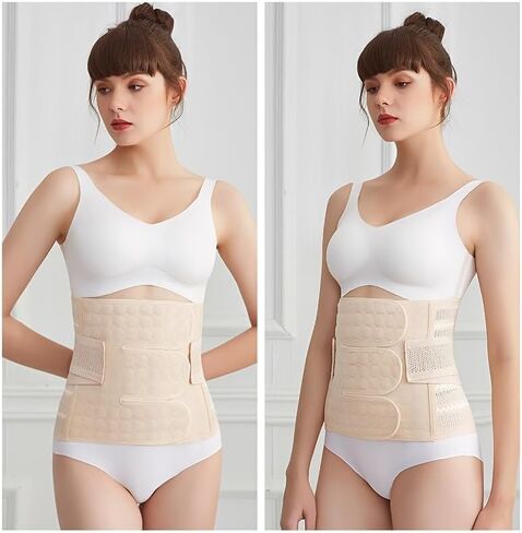 Postpartum belly band-Adjustable breathable waist support,slims & shapes abdomen,Pink/Beige in Saudi Arabia
