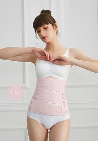 Postpartum belly band-Adjustable breathable waist support,slims & shapes abdomen,Pink/Beige in Saudi Arabia