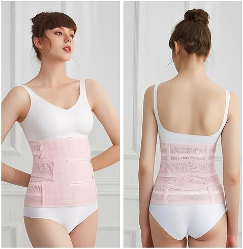 Postpartum belly band-Adjustable breathable waist support,slims & shapes abdomen,Pink/Beige in Saudi Arabia