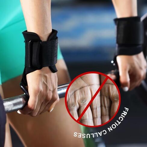 1 Pair Weight Lifting Hooks for Men, Women & Teens, 0.4inch Grip Wrist Straps for Deadlifts, Pull-Ups, Strength Training in Saudi Arabia