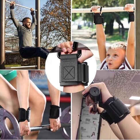 1 Pair Weight Lifting Hooks for Men, Women & Teens, 0.4inch Grip Wrist Straps for Deadlifts, Pull-Ups, Strength Training in Saudi Arabia