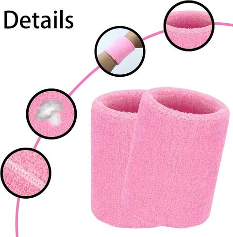 4 Piece Wrist Arm Sweatbands Tennis Wrist Bands Absorbent Sweatbands for Men and Women Football Basketball Running Athletic Sports and Working Out in Saudi Arabia