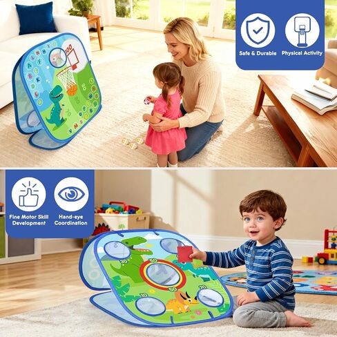 Dinosaur Cornhole Games Set for Kids, 6-in-1 Bean Bag Toss Game,Basketball Dart Board, Sports Play and Learn Eduational Toys for Toddler, Indoor Outdoor Games Toys Gifts for Kids Age 3 4 5 6 7 8 in Saudi Arabia