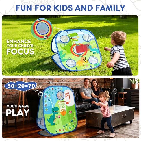Dinosaur Cornhole Games Set for Kids, 6-in-1 Bean Bag Toss Game,Basketball Dart Board, Sports Play and Learn Eduational Toys for Toddler, Indoor Outdoor Games Toys Gifts for Kids Age 3 4 5 6 7 8 in Saudi Arabia