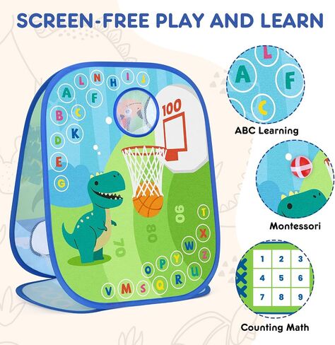 Dinosaur Cornhole Games Set for Kids, 6-in-1 Bean Bag Toss Game,Basketball Dart Board, Sports Play and Learn Eduational Toys for Toddler, Indoor Outdoor Games Toys Gifts for Kids Age 3 4 5 6 7 8 in Saudi Arabia
