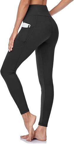 Women's High Waisted Yoga Pants with Pockets - Soft Tummy Control Workout Leggings 7/8 Length for Fitness & Running in Saudi Arabia