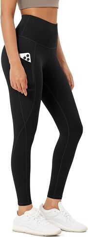 Women's High Waisted Yoga Pants with Pockets - Soft Tummy Control Workout Leggings 7/8 Length for Fitness & Running in Saudi Arabia