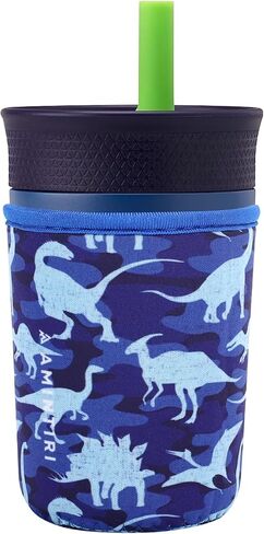 كم لطيف للأطفال Owala 12oz وZak Cup 15oz، غطاء من النيوبرين متوافق مع بهلوان Owala Kids، كوب Zak، زجاجة مياه مقاومة للخدش للأولاد والبنات إلى المدرسة (البحرية دينو) in Kuwait