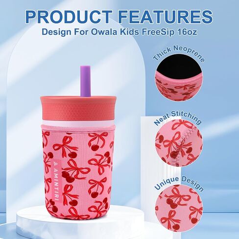 كم لطيف للأطفال Owala 12oz وZak Cup 15oz، غطاء من النيوبرين متوافق مع بهلوان Owala Kids، كوب Zak، زجاجة مياه مقاومة للخدش للأولاد والبنات إلى المدرسة (البحرية دينو) in Kuwait