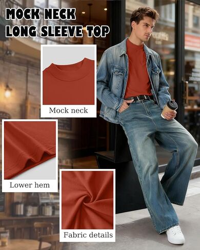 10 Pack Mens Big and Tall Mock Turtleneck Shirts Basic Tops Multipack in Kuwait