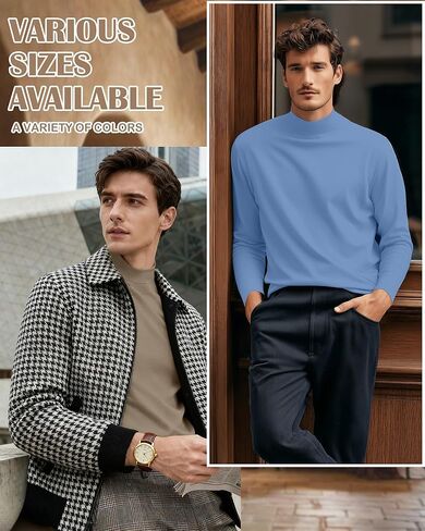 10 Pack Mens Big and Tall Mock Turtleneck Shirts Basic Tops Multipack in Kuwait