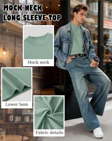 10 Pack Mens Big and Tall Mock Turtleneck Shirts Basic Tops Multipack in Kuwait