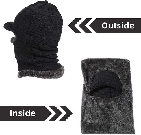 Syhood Knitted Balaclava Beanie Hat Winter Neck Warmer Ski Face Cover Neck Gaiter (Navy Blue, Black, Grey, Coffee,4 Pieces) in Saudi Arabia