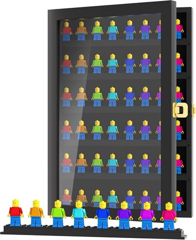 حافظة عرض صغيرة مكونة من 6 طبقات من أجل Lego، خزانة عرض حائطية للمقتنيات الصغيرة ذات العلامات التجارية الصغيرة، حافظة عرض مثبتة على الحائط مع باب قابل للقفل، إطار أسود in Kuwait