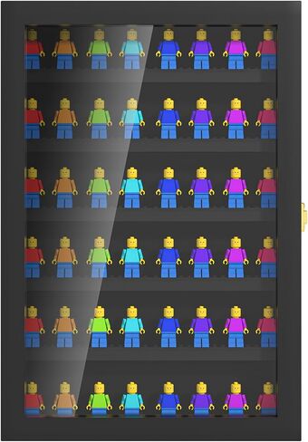 حافظة عرض صغيرة مكونة من 6 طبقات من أجل Lego، خزانة عرض حائطية للمقتنيات الصغيرة ذات العلامات التجارية الصغيرة، حافظة عرض مثبتة على الحائط مع باب قابل للقفل، إطار أسود in Kuwait