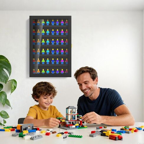 حافظة عرض صغيرة مكونة من 6 طبقات من أجل Lego، خزانة عرض حائطية للمقتنيات الصغيرة ذات العلامات التجارية الصغيرة، حافظة عرض مثبتة على الحائط مع باب قابل للقفل، إطار أسود in Kuwait