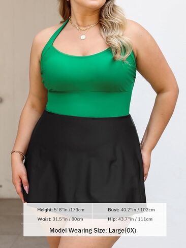 CUPSHE Women's One Piece Swimsuit Plus Size Scoop Halter Neck Bathing Suit Slimming Sculpting Swim Dress in Saudi Arabia