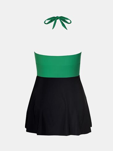 CUPSHE Women's One Piece Swimsuit Plus Size Scoop Halter Neck Bathing Suit Slimming Sculpting Swim Dress in Saudi Arabia