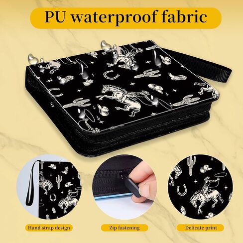 حافظة بطاقات تجارية بأربعة جيوب مع 50 كمًا قابلاً للإزالة - مساحة تخزين بسحاب بسعة 400 لبطاقات MTG وTCG والبطاقات الرياضية (فيونكة شريطية سوداء لطيفة) in Kuwait