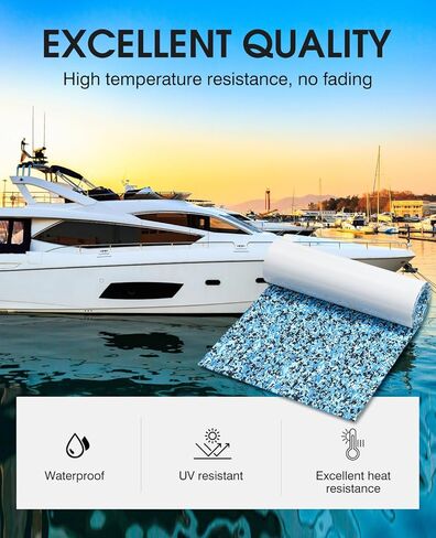 أرضيات القارب إيفا رغوة قارب التزيين ورقة ذاتية اللصق الأرضيات البحرية عدم الانزلاق قارب حصيرة رغوة سطح السفينة الأرضيات السجاد حصيرة رولز لكاياك يخت RV قارب ركوب الأمواج، كامو 94.5 "× 31.5" in Kuwait