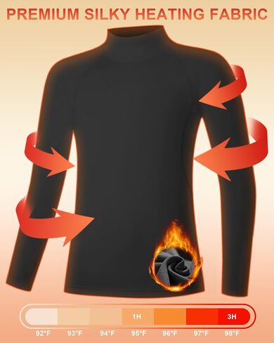 قميص حراري مضغوط للأولاد، قمصان داخلية من الصوف برقبة وهمية وأكمام طويلة، طبقة علوية من الطبقة الأساسية لكرة القدم والتزلج in Kuwait