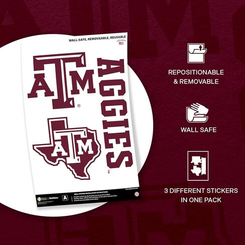 Desert Cactus Texas A&M University WallStix Aggies TAMU Removable Wall Sticker 11x17 Vinyl Decal Indoor Outdoor Use (Design A) in Saudi Arabia
