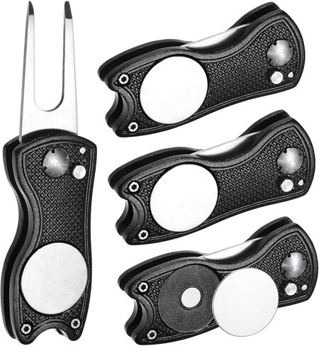 Golf Divot Repair Tool Switch Foldable Divot Tool Rack with Magnetic Ball Marker Open Button Use for Golf Accessories in Kuwait