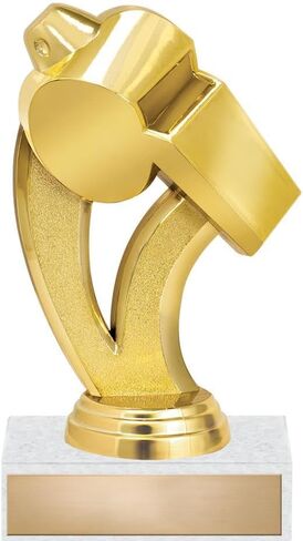 كأس صافرة المدرب، جائزة ذهبية مقاس 5.75 بوصة على قاعدة من الرخام الأبيض - أضف نقشك الخاص in Saudi Arabia
