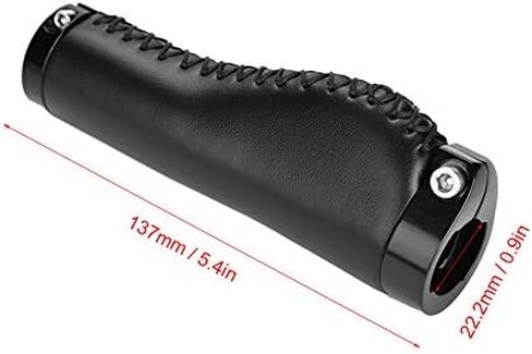 Alomejor Leather Grips Lock On Locking PU Handlebar Grips Grip Handle End Holding Locking Grips for BMX Mountain Bike(Black) in Saudi Arabia