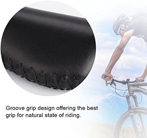 Alomejor Leather Grips Lock On Locking PU Handlebar Grips Grip Handle End Holding Locking Grips for BMX Mountain Bike(Black) in Saudi Arabia
