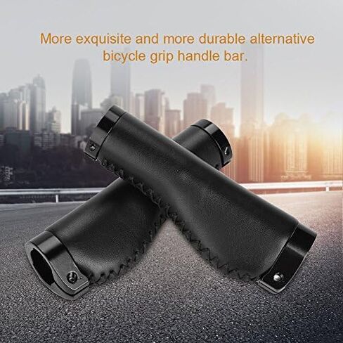 Alomejor Leather Grips Lock On Locking PU Handlebar Grips Grip Handle End Holding Locking Grips for BMX Mountain Bike(Black) in Saudi Arabia