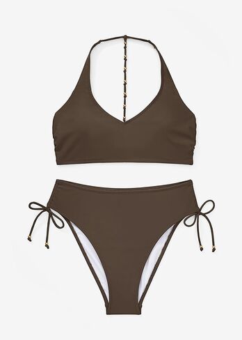 MOOSLOVER Women Halter Bikini Sets Drawstring High Cut Two Piece Swimsuit Tummy Control Bathing Suit in Kuwait