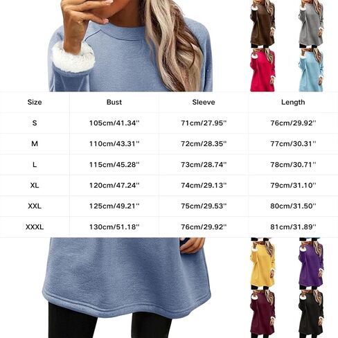 Fleece Lined Sweatshirt Women Sherpa Pullover Womens Warm Sweaters Fuzzy Sweater Crewneck Sweatshirts Long Sleeve Sweat Shirt in Saudi Arabia