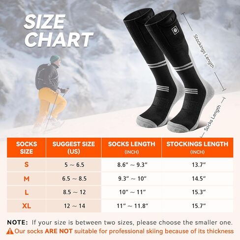 WASOTO Heated Socks for Men Women 22.2WH Battery Washable Rechargeable APP Control Electric Heated ski Socks for Hunting in Saudi Arabia