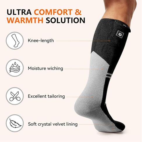 WASOTO Heated Socks for Men Women 22.2WH Battery Washable Rechargeable APP Control Electric Heated ski Socks for Hunting in Saudi Arabia